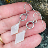 White Moonstone and Sterling Silver Earrings