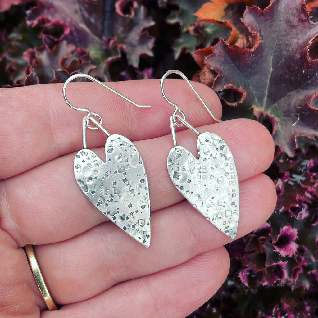 Sterling Silver Textured Heart Earrings – Sarah Weber Silversmith