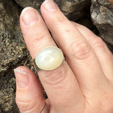 Peach Moonstone, 14K Gold and Sterling Silver Ring