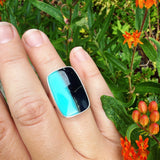Opalized Wood and Sterling Silver Ring
