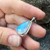Rainbow Moonstone and Sterling Silver Pendant