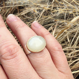 Peach Moonstone, 14K Gold and Sterling Silver Ring