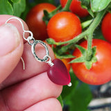 Cultured Sea Glass and Sterling Silver Heart Earrings