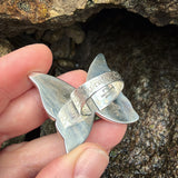 Green Serpentine and Sterling Silver Butterfly Ring