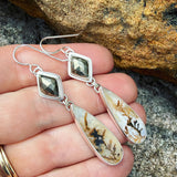 Dendritic Agate, Pyrite and Sterling Silver Earrings