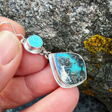 Drusy Chrysocolla, Plume Marcasite Doublet and Sterling Silver Earrings