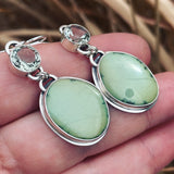 Green Quartz, Carico Lake Turquoise and Sterling Silver Earrings