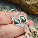 Dendritic Agate, Pyrite and Sterling Silver Earrings