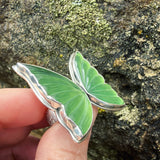 Green Serpentine and Sterling Silver Butterfly Ring