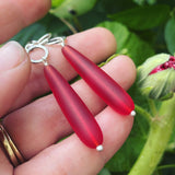 Cultured Sea Glass (Red) and Sterling Silver Earrings