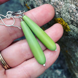 Cultured Sea Glass (Green) and Sterling Silver Earrings