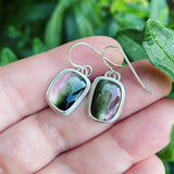 Watermelon Tourmaline and Sterling Silver Earrings