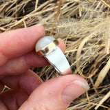 Peach Moonstone, 14K Gold and Sterling Silver Ring