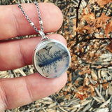 Dendritic Agate and Sterling Silver Pendant