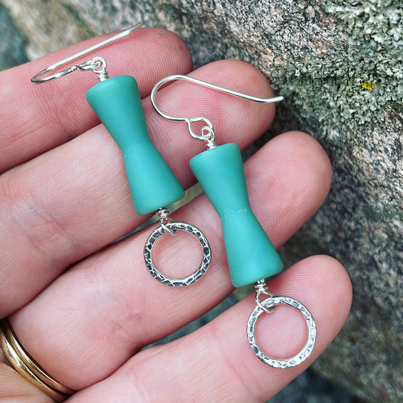Cultured Sea Glass and Sterling Silver Earrings