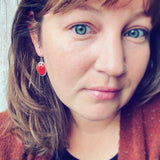 Rose Cut Carnelian and Sterling Silver Earrings