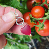 Cultured Sea Glass and Sterling Silver Heart Earrings
