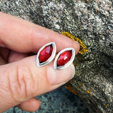 Garnet and Sterling Silver Post Earrings