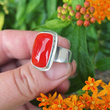 Fire Agate and Sterling Silver Ring