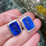 Natural Surface Lapis Lazuli and Sterling Silver Earrings