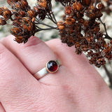 Garnet, 14K Gold and Sterling Silver Ring