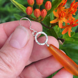 Cultured Sea Glass (Orange) and Sterling Silver Earrings