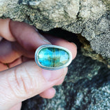 Blue Green Kyanite and Sterling Silver Ring