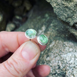 Blue Green Kyanite and Sterling Silver Post Earrings