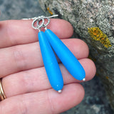 Cultured Sea Glass (Blue) and Sterling Silver Earrings