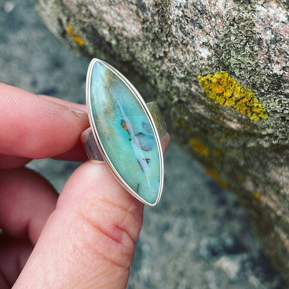 Opalized Wood and Sterling Silver Ring