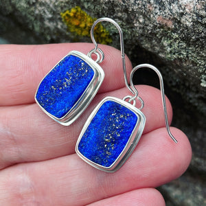 Natural Surface Lapis Lazuli and Sterling Silver Earrings