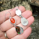 Faceted Carnelian, Ammonite with Ammolite Inlay and Sterling Silver Earrings