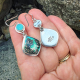 Drusy Chrysocolla, Plume Marcasite Doublet and Sterling Silver Earrings