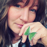 Green Serpentine and Sterling Silver Butterfly Ring