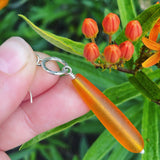 Cultured Sea Glass (Orange) and Sterling Silver Earrings