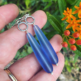 Cultured Sea Glass (Periwinkle) and Sterling Silver Earrings