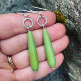 Cultured Sea Glass (Green) and Sterling Silver Earrings