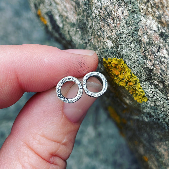 Sterling Silver Extra Small Textured Circle Posts