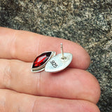 Garnet and Sterling Silver Post Earrings
