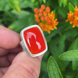 Fire Agate and Sterling Silver Ring