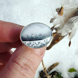 Snow Bowl Chalcedony and Sterling Silver Ring