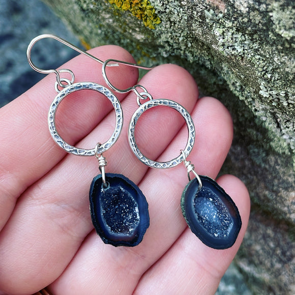 Tobasco Geode and Sterling Silver Earrings