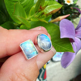 Moonstone and Sterling Silver "Mismatched" Post Earrings