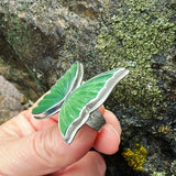 Green Serpentine and Sterling Silver Butterfly Ring