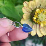 Cultured Sea Glass and Sterling Silver Heart Earrings