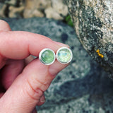 Blue Green Kyanite and Sterling Silver Post Earrings