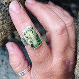 Serpentine and sterling silver ring