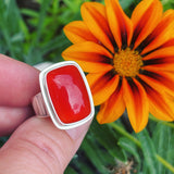Fire Agate and Sterling Silver Ring