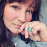 Teal Kyanite and Sterling Silver Ring