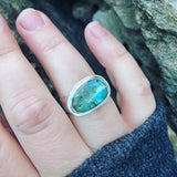 Blue Green Kyanite and Sterling Silver Ring